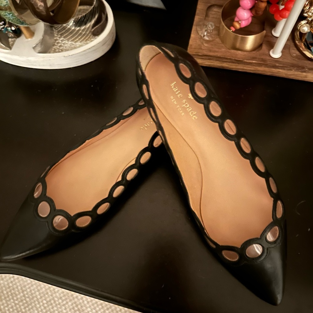 Kate Spade Black and Cream Cutout Flats